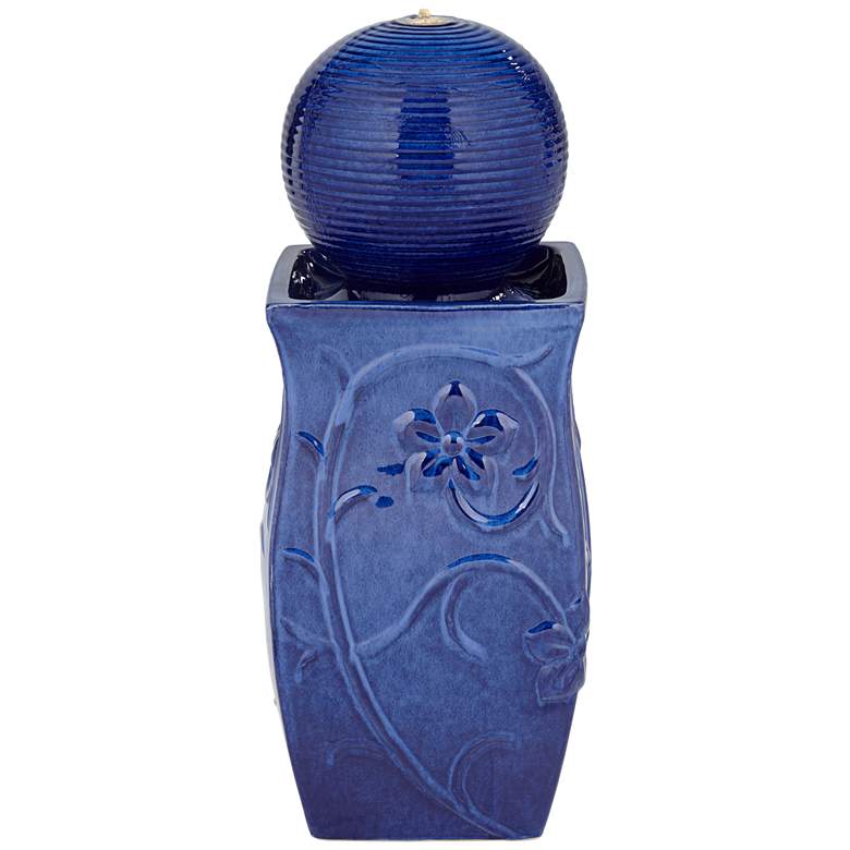 Image 6 Periwinkle 29 1/4" High Blue Ceramic LED Outdoor Floor Fountain more views