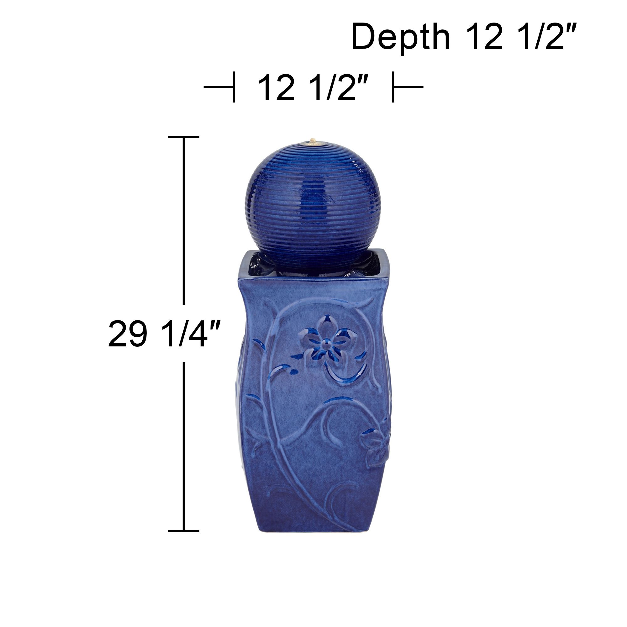 Watch A Video About the Periwinkle Blue Ceramic LED Outdoor Floor Fountain