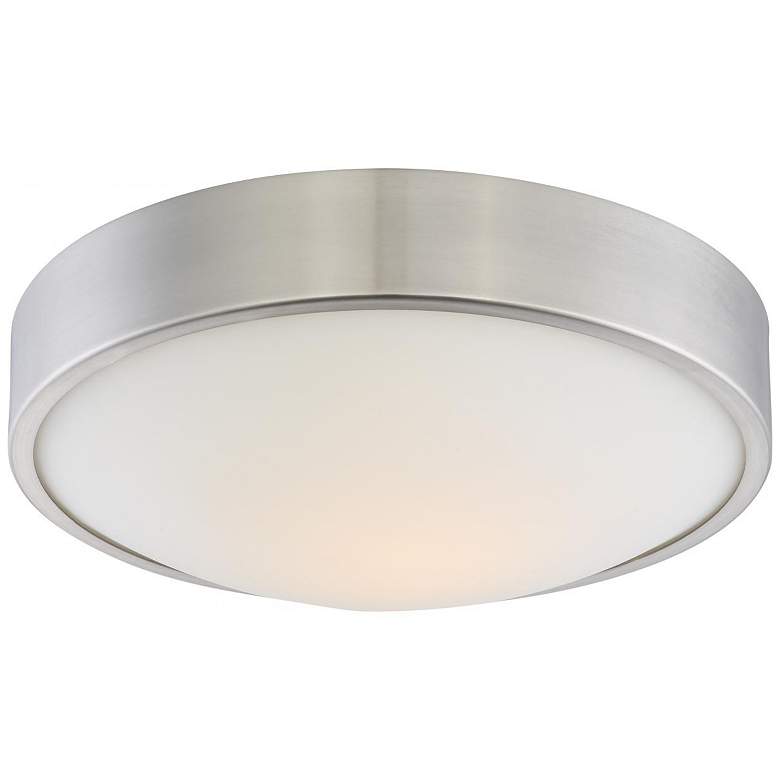 Image 1 Perk; 13 in.; LED Flush with White Glass; Brushed Nickel Finish