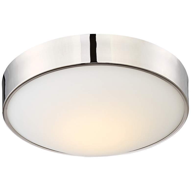 Image 1 Perk; 13 in.; LED Flush with White Glass; Polished Nickel Finish