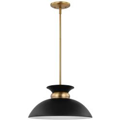 Perkins; 1 Light; Small Pendant; Matte Black with Burnished Brass