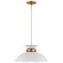 Perkins; 1 Light; Small Pendant; Matte White with Burnished Brass