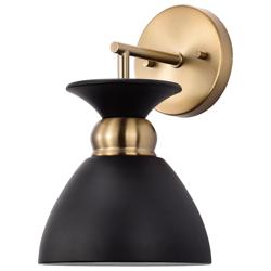 Perkins; 1 Light; Wall Sconce; Matte Black with Burnished Brass