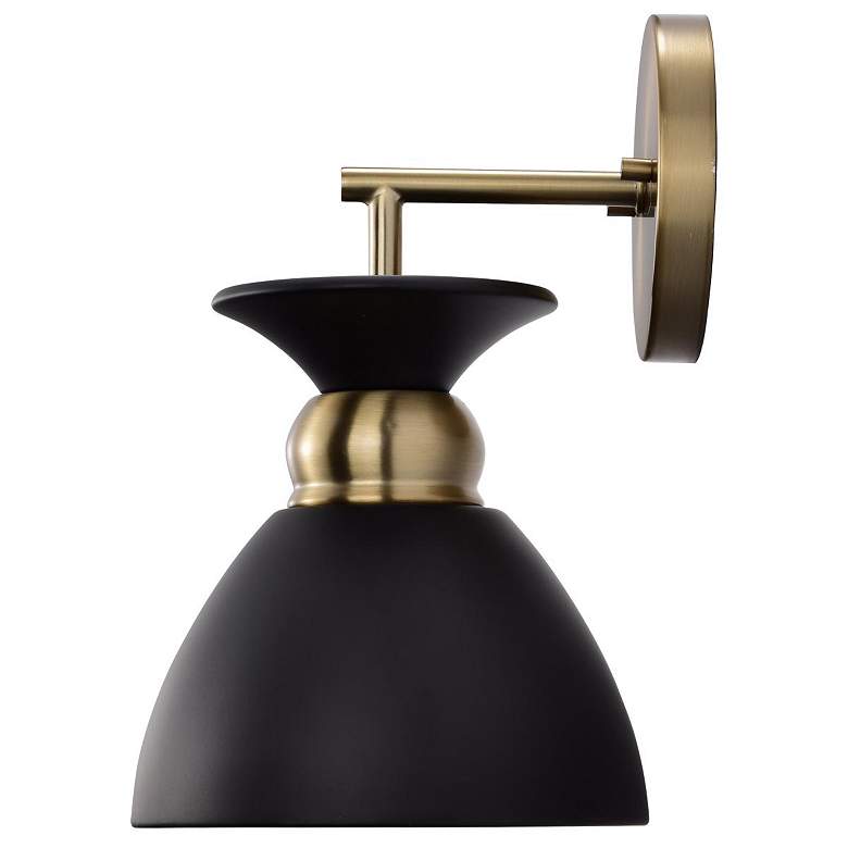 Image 3 Perkins 11 1/4"H Matte Black and Burnished Brass Wall Sconce more views