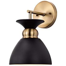 Image5 of Perkins 11 1/4"H Matte Black and Burnished Brass Wall Sconce more views