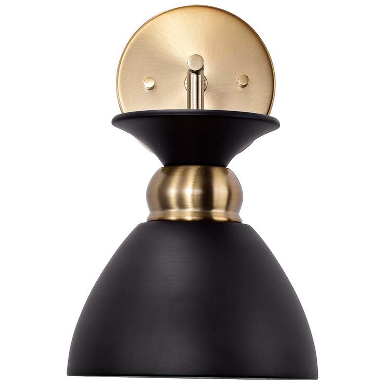 Image 6 Perkins 11 1/4"H Matte Black and Burnished Brass Wall Sconce more views