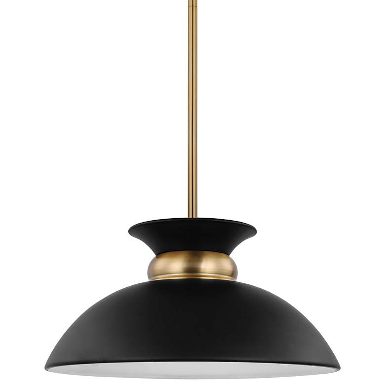Image 2 Perkins 15" Wide Matte Black Burnished Brass Pendant Light
