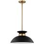 2_Perkins 15" Wide Matte Black Burnished Brass Pendant Light