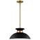 Perkins 15" Wide Matte Black Burnished Brass Pendant Light