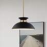 1_Perkins 15" Wide Matte Black Burnished Brass Pendant Light