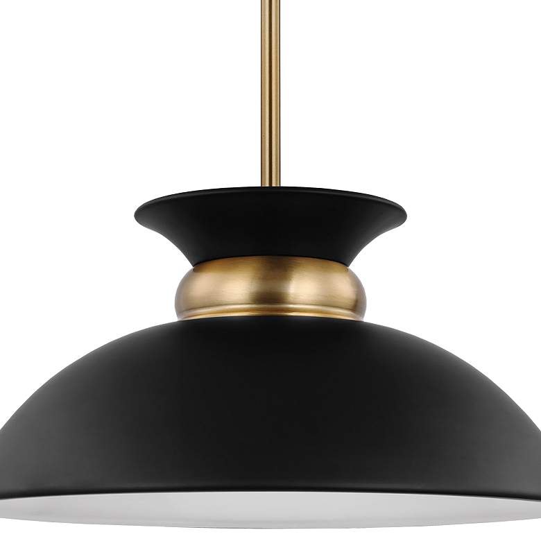 Image 3 Perkins 15" Wide Matte Black Burnished Brass Pendant Light more views