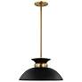 5_Perkins 15" Wide Matte Black Burnished Brass Pendant Light more views
