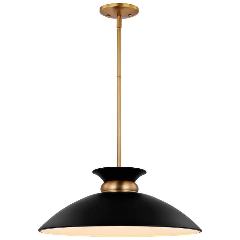 Image 5 Perkins 19 3/4" Wide Burnished Brass and Black Pendant Light more views