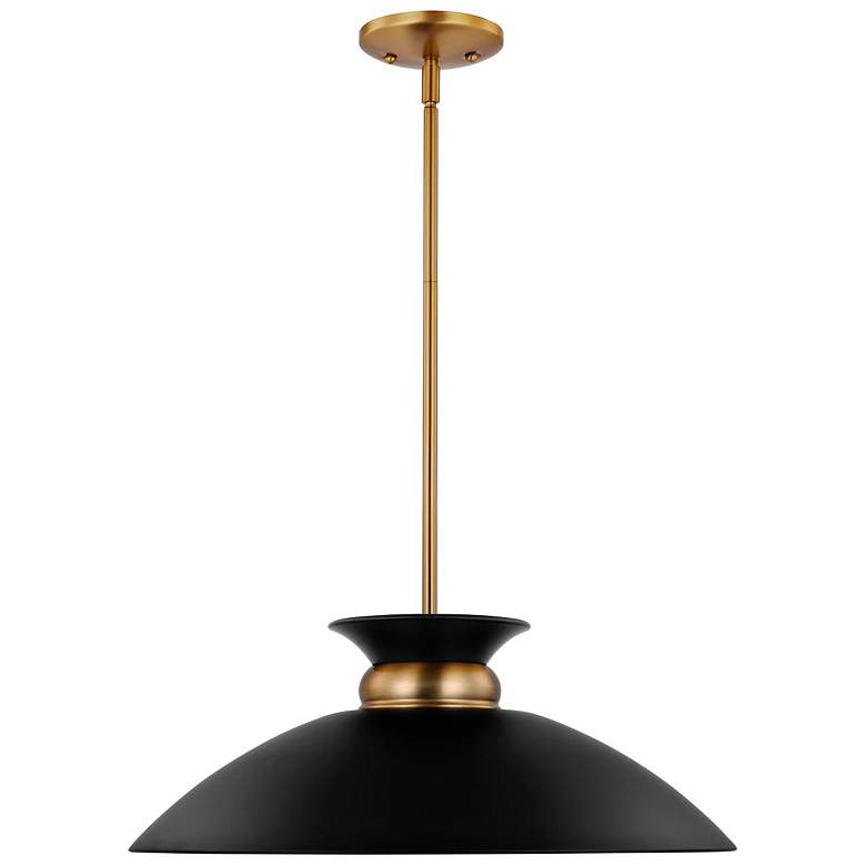 Image 6 Perkins 19 3/4" Wide Burnished Brass and Black Pendant Light more views