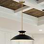 7_Perkins 19 3/4" Wide Burnished Brass and Black Pendant Light more views