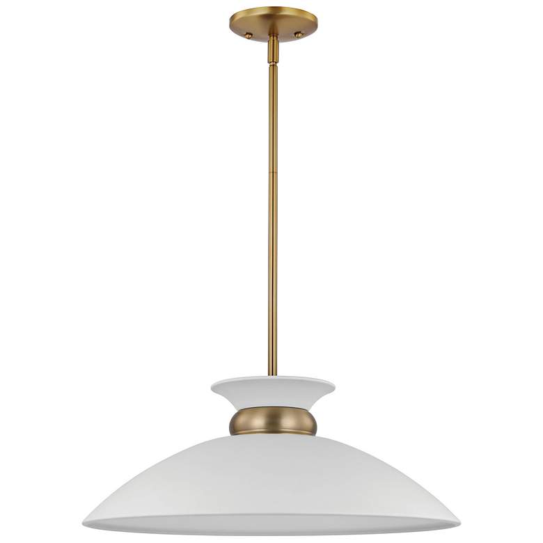 Image 2 Perkins 19 3/4" Wide Burnished Brass and White Pendant Light