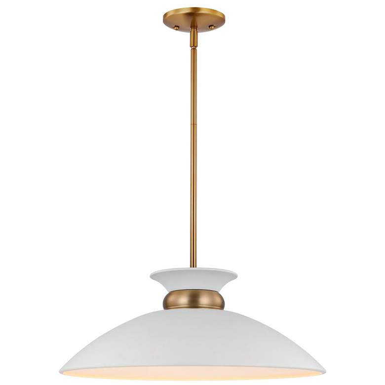 Image 3 Perkins 19 3/4" Wide Burnished Brass and White Pendant Light more views