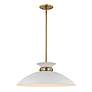 3_Perkins 19 3/4" Wide Burnished Brass and White Pendant Light more views