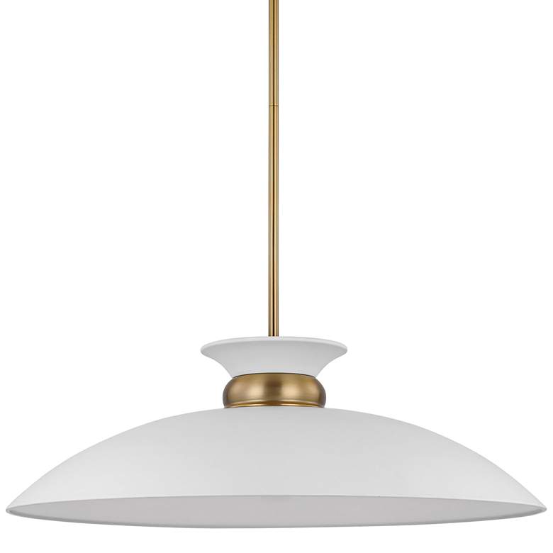 Image 2 Perkins 24"W Matte White and Burnished Brass Pendant Light