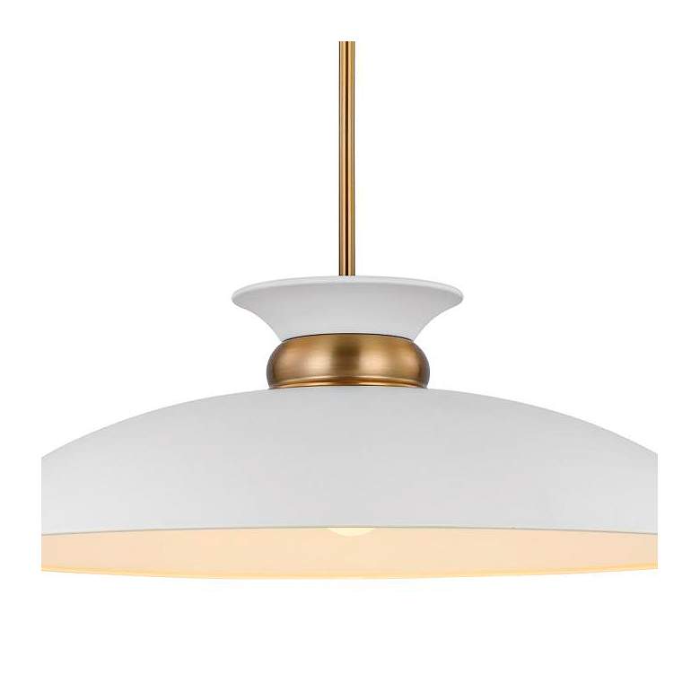 Image 3 Perkins 24"W Matte White and Burnished Brass Pendant Light more views