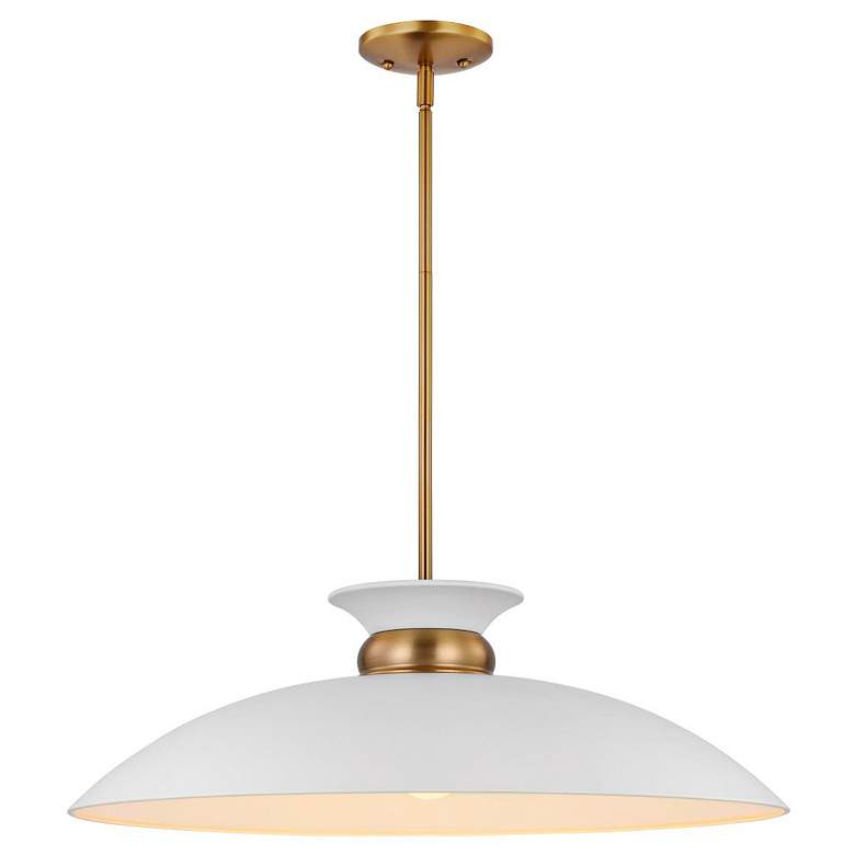 Image 4 Perkins 24"W Matte White and Burnished Brass Pendant Light more views
