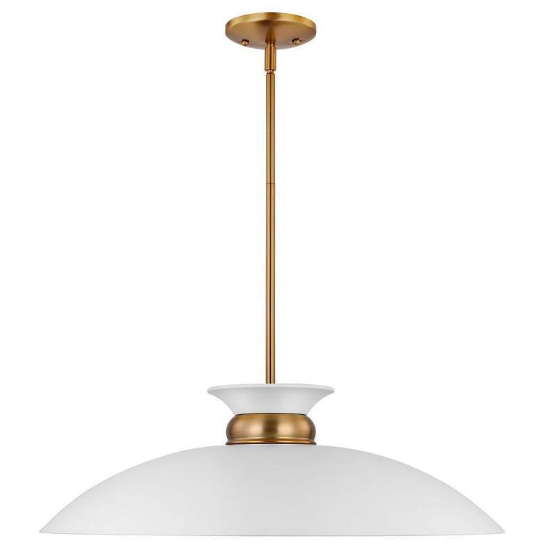 Image 5 Perkins 24"W Matte White and Burnished Brass Pendant Light more views