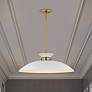 6_Perkins 24"W Matte White and Burnished Brass Pendant Light more views