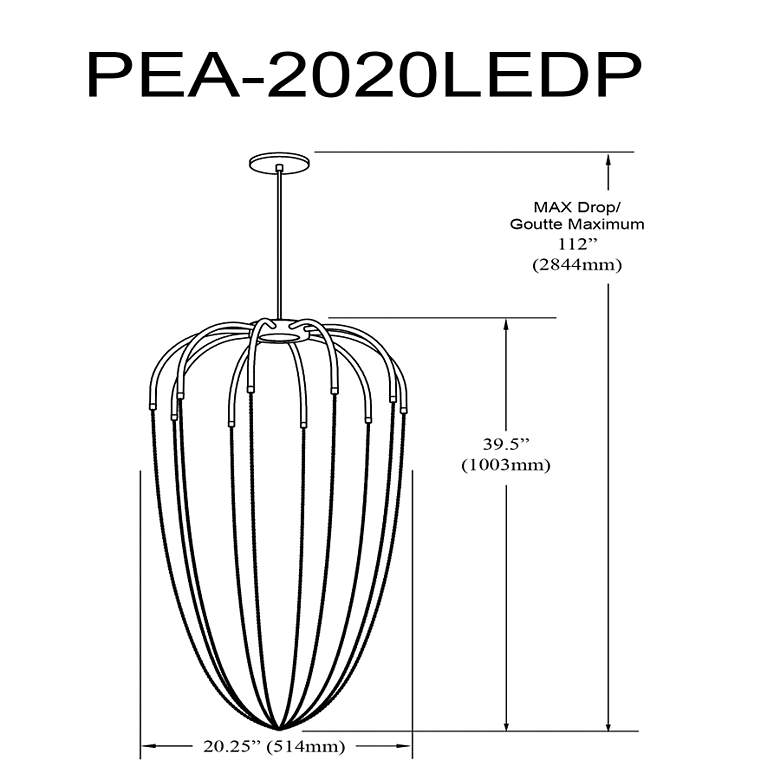 Image 2 Perla 20.25" Wide Matte Black 20W Pendant more views