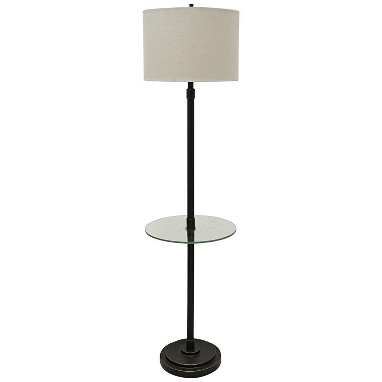 Image 2 Perlin 61" Espresso Black Clear Glass Tray Table Floor Lamp