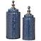 Pero Sapphire Coastal Blue Ceramic Urns - Set of 2