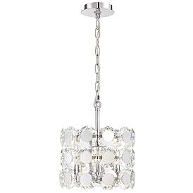 Image1 of Perrene 12" Wide Chrome Crystal 3-Light Mini Chandelier