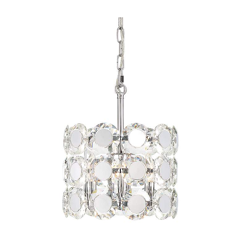Image 1 Perrene 12" Wide Chrome Crystal 3-Light Mini Chandelier