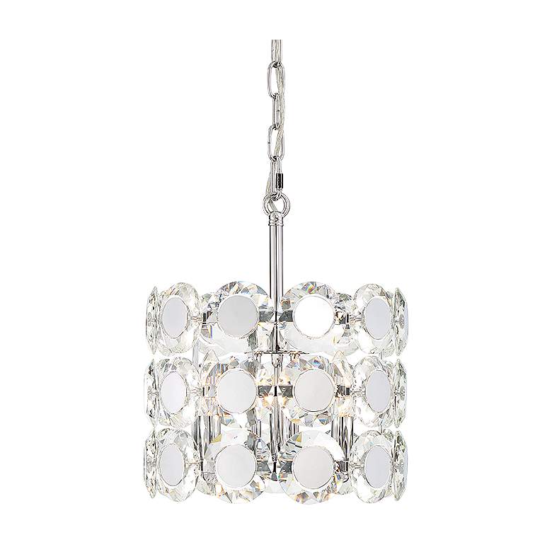 Image 1 Perrene 12 inch Wide Chrome Crystal 3-Light Mini Chandelier