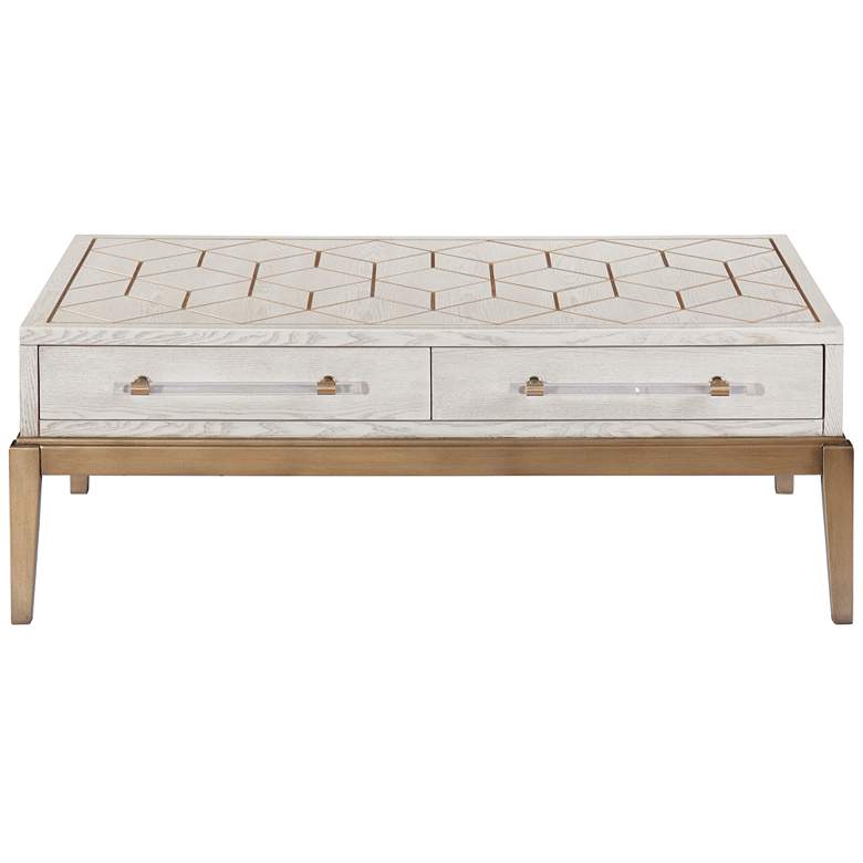 Image 1 Perrine 48" Wide White Wood Rectangular Cocktail Table