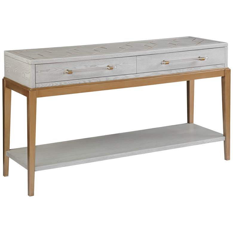 Image 2 Perrine 55 inchW Soft Graphite and Gold 2-Drawer Console Table