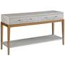 Perrine 55"W Soft Graphite and Gold 2-Drawer Console Table in scene