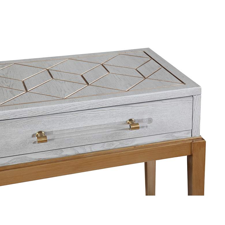 Image 3 Perrine 55"W Soft Graphite and Gold 2-Drawer Console Table more views