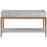 Perrine 55"W Soft Graphite and Gold 2-Drawer Console Table in scene
