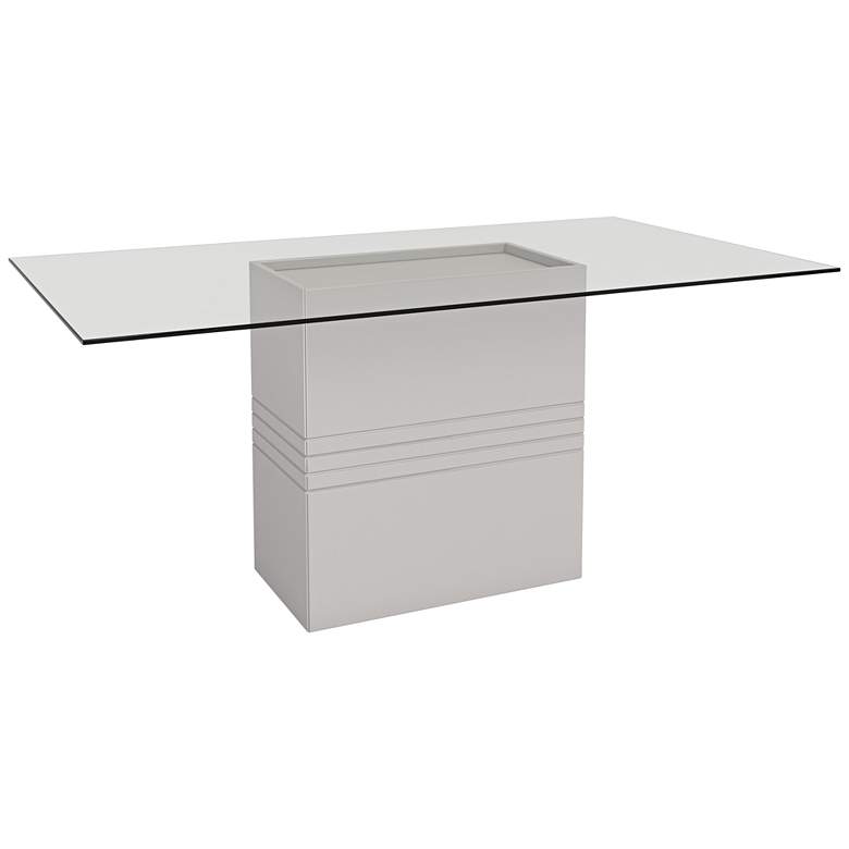 Image 1 Perry 1.6 Tempered Glass Top Off-White Dining Table