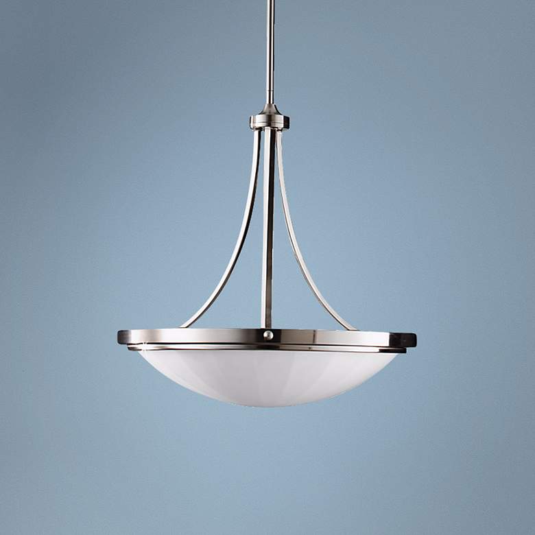 Image 1 Perry 22 3/4 inch Wide Brushed Steel Bowl Chandelier