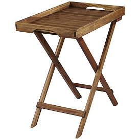 Image5 of Perry 27" Wide Natural Wood Outdoor Folding Tray more views