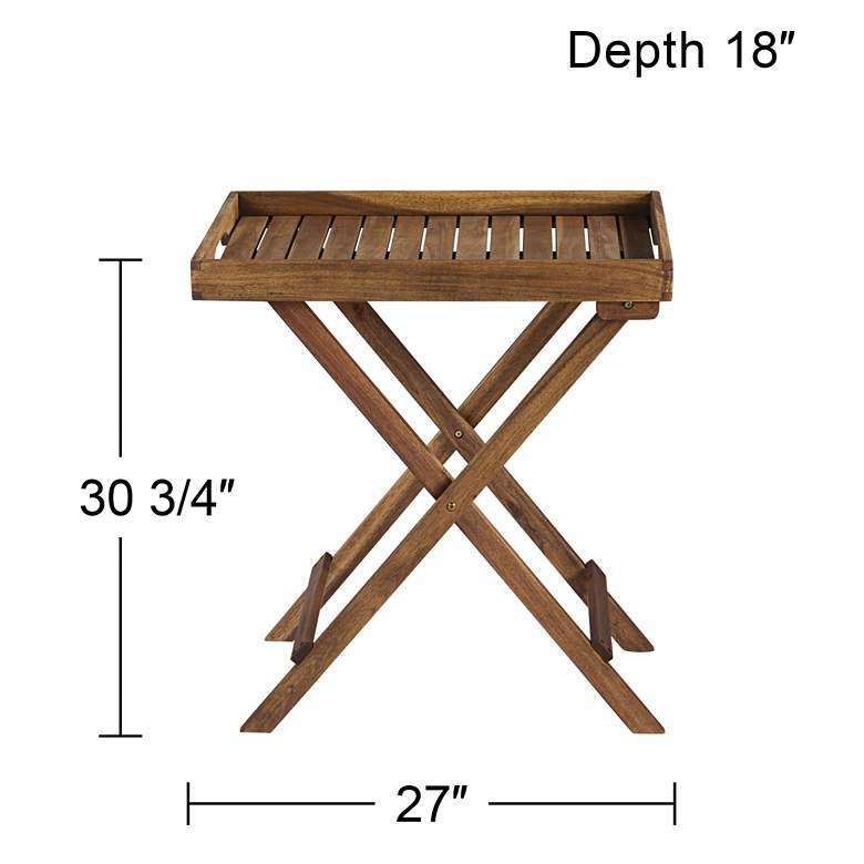 Image 6 Perry 27" Wide Natural Wood Outdoor Folding Tray more views