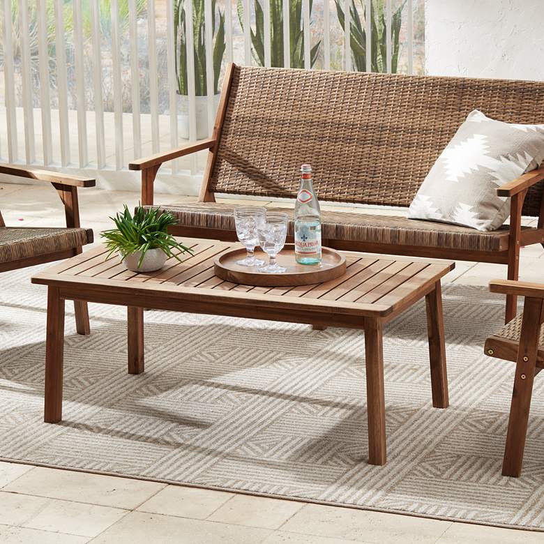 Image 2 Perry 43 1/4" Wide Wood Outdoor Coffee Table