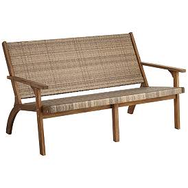 Image3 of Perry 55 1/4" Wide Natural Wood Outdoor Sofa