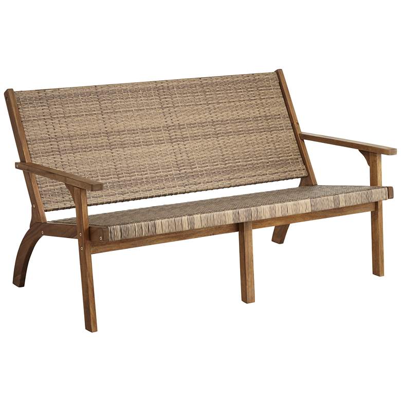 Image 3 Perry 55 1/4 inch Wide Natural Wood Outdoor Sofa
