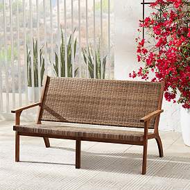 Image2 of Perry 55 1/4" Wide Natural Wood Outdoor Sofa