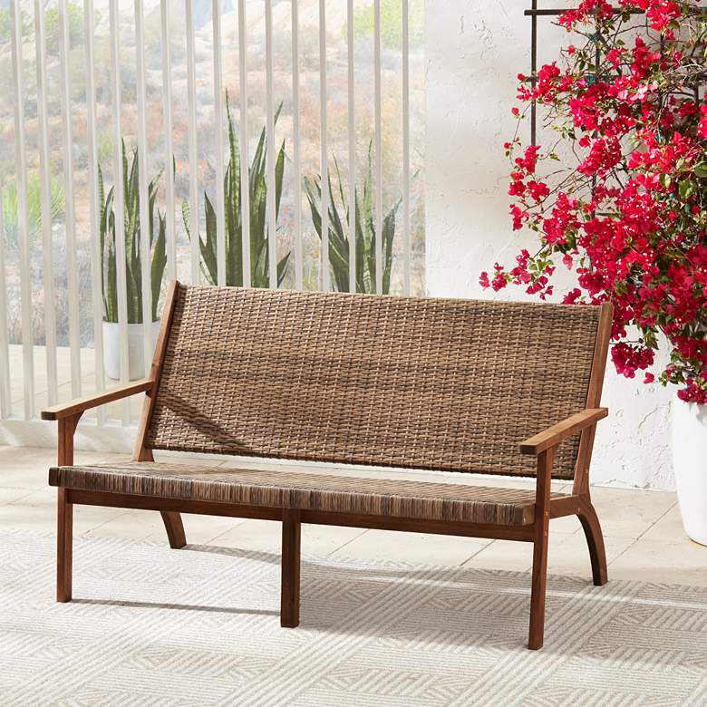 Image 1 Perry 55 1/4" Wide Natural Wood Outdoor Sofa