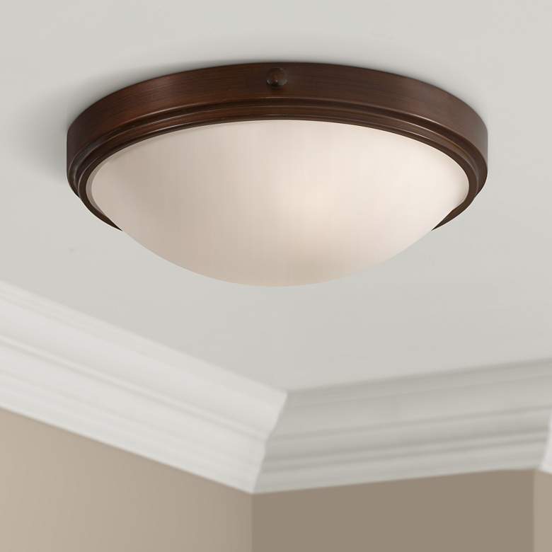 Image 1 Perry Bronze 13" Round Flush Ceiling Light
