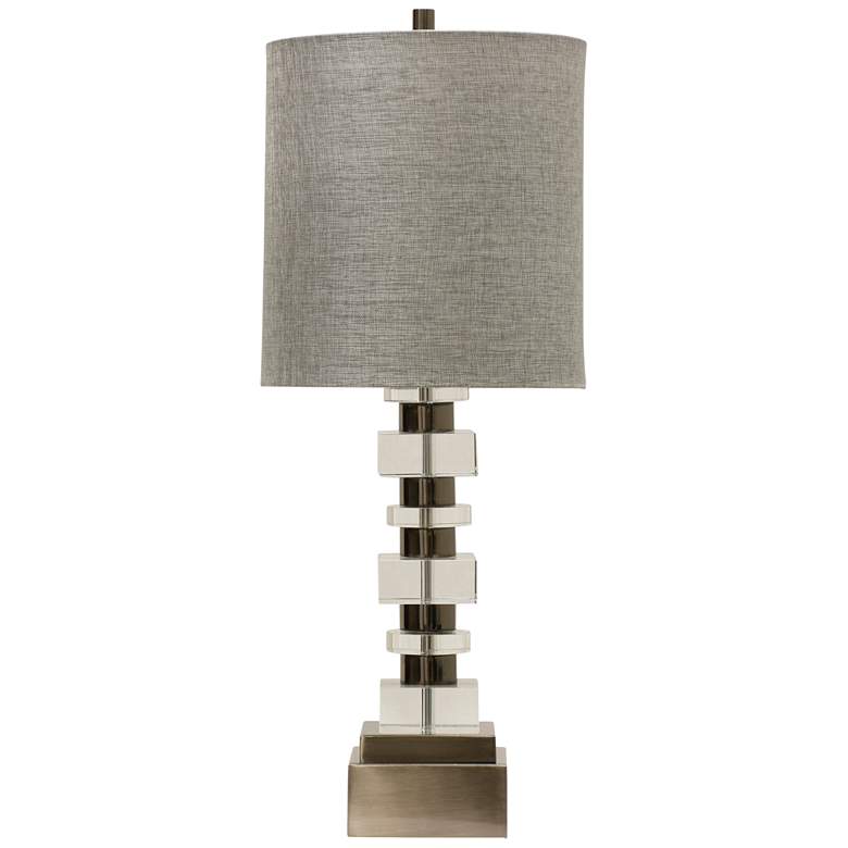 Image 1 Perry Brushed Nickel Metal And Clear Crystal Table Lamp
