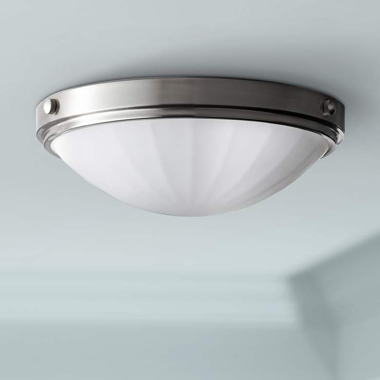 Image 1 Perry Brushed Steel 13" Wide Flushmount Light